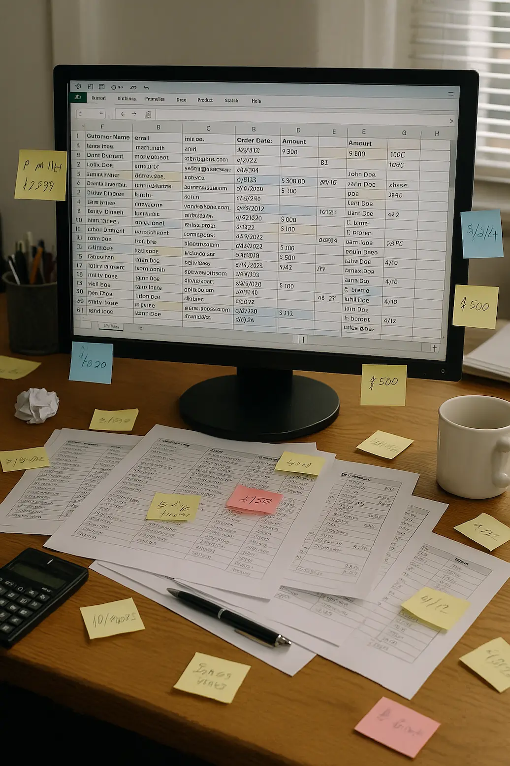Messy spreadsheets before ERD